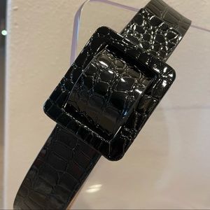 Black Patent Faux Leather Belt